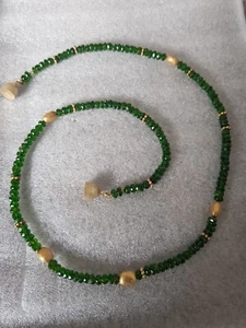 Schöne Alte Perlenkette Smaragde? 925 Silber vergoldet Schmuck aus Nachlass - Bild 1 von 5