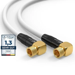 1,5 m Cavo Antenna Satellitare TV SAT HD 2X Connettori F 1x 90° angolato Cavo - Foto 1 di 1