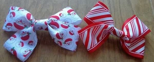 Christmas themed homemade bow (2) - Candy Cane stripe & Santa - Picture 1 of 7