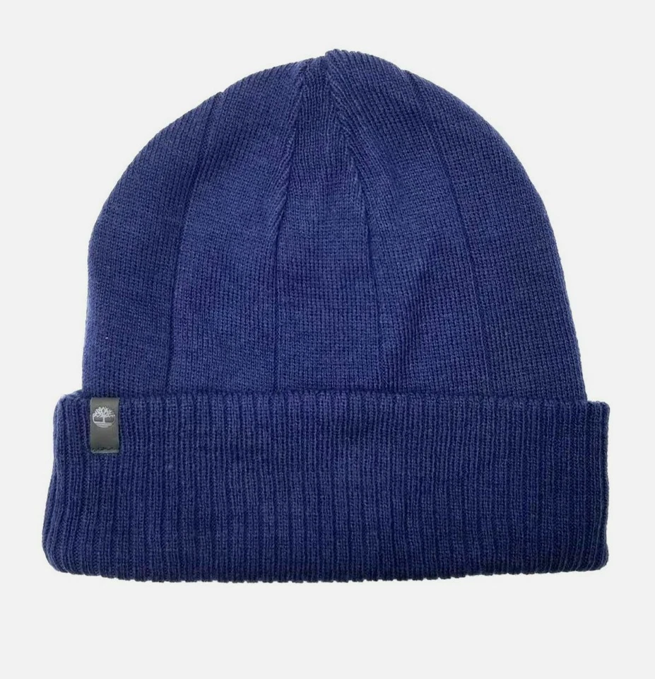 NUEVO $75 Timberland Hombres Azul Acanalado Puño Logo Cálido Invierno Gorro Gorra Talla Única Foto 1 de 1