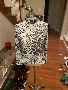 Elie. Camicetta/top by Elie Tahari stampa animalier finto collo taglia S poliestere spandex - Foto 1 di 6
