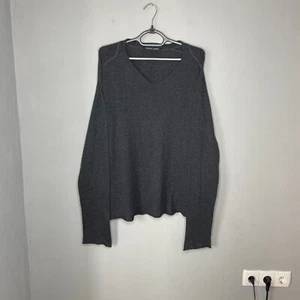 Hannes Roether Mens Gray Cotton/Cashmere Blend AvantGarde V-Neck Sweater Size XL - Picture 1 of 11