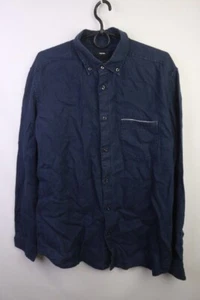 Diesel Blue Polyester Collared Long Sleeves Button-Down Shirt L - Picture 1 of 14