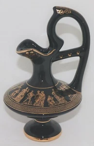 VINTAGE GREEK VASE/EWER GODS & GODDESSES DESIGN HAND MADE IN GREECE 24K 8 1/2" - Picture 1 of 12