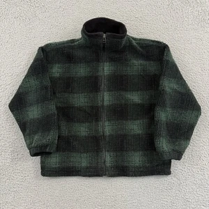 Vintage Gap Sweatshirt Kids Medium Youth Green Plaid Zip Long Sleeve Outdoor - Picture 1 of 10