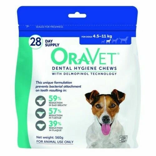 OraVet Dental Hygiene Chews for Small Dogs (4.5-11kg) - 28 Pack
