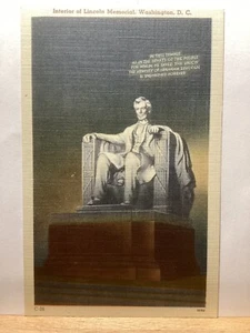 Interior of Lincoln Memorial: Washington, D.C. - Vintage Postcard - Picture 1 of 3