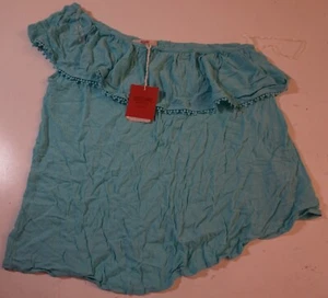 MOSSIMO WOMEN'S ONE SHOULDER BLOUSE MEDIUM TURQUOISE NEW WITH TAGS!!! - Picture 1 of 3