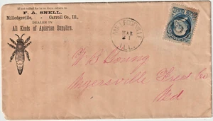 Milledgeville ILL Advt Cover FA SNELL DISTRIBUIDOR SUMINISTROS APIARIOS Cubierta de abeja (h351) - Imagen 1 de 2