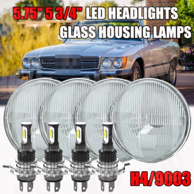 For Mercedes-Benz 380SL 450SL 560SL 4PCS 5.75" Round LED Headlights Hi-Lo Beam++ Foto 1 de 4