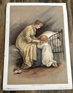 Unframed Print of Mother & Child Praying 23”x17” Repro. Rhyne & Son - Picture 1 of 6
