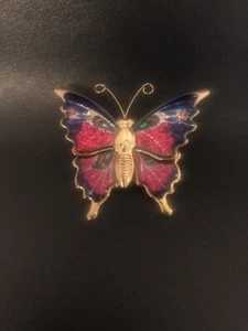 BEAUTIFUL 'Art Nouveau Inspired' BUTTERFLY Cloisonne Enamel Pin Brooch - Picture 1 of 7