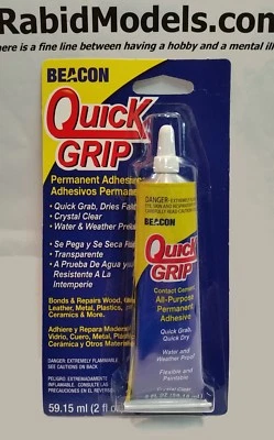 BEACON QUICK GRIP GLUE 2oz tube - clear, fast, waterproof flexible adhesive - Image 1 of 3