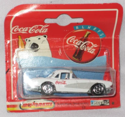 1997 Majorette Coca-Cola 1958 White Corvette 1:64 Scale Diecast Car - New - Image 1 of 3