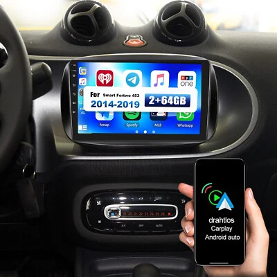 Android 13 Apple CarPlay Für Smart Fortwo 453 14-19 Autoradio GPS Navi RDS WIFI - Bild 1 von 4
