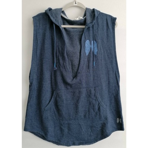 UNDERCOVER Felpa donna Victoria's Secret con cappuccio blu pullover senza maniche tasca S