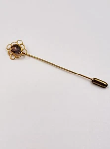 Vintage Gemstone Opal Gold Tone Stick Pin Lapel 3" Length  - Picture 1 of 7