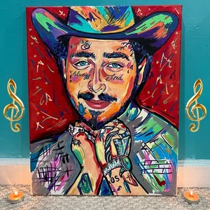 1 of 1 Post Malone Graffiti Inspired Acrylic on Canvas Painting 16x20 - Picture 1 of 6