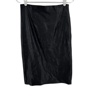 Forever 21 Black soft faux leather below knee Pencil Skirt M professional casual - Picture 1 of 10