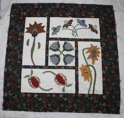 手工贴花被子未完成部分手工绗缝花卉壁挂 — 第 1/4 张图片