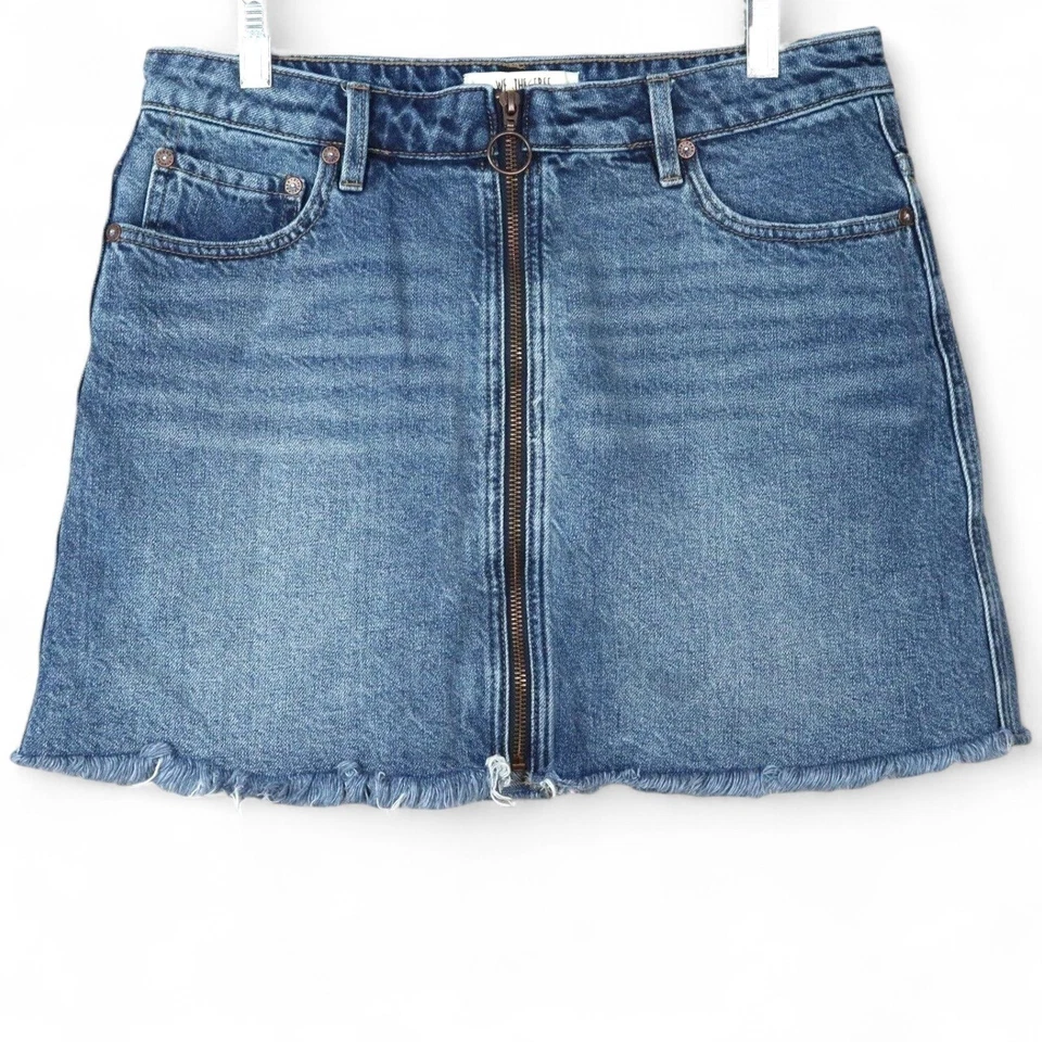 Falda vaquera Free People We The Free para mujer talla 29 azul cremallera frontal informal boho Foto 1 de 4