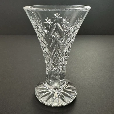 WATERFORD Crystal Vase in Happy Holidays Christmas Tree Pattern Footed - Image 1 of 4