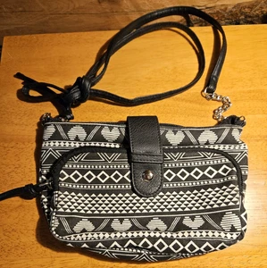 Small Crossbody Bag - White and Black Geometric Pattern - Picture 1 of 5
