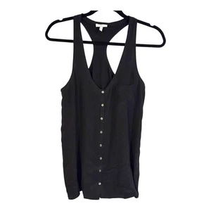 Joie Tanktop schwarz Damen S Small Seide ärmellos Bluse V-Ausschnitt Knöpfe - Bild 1 von 5