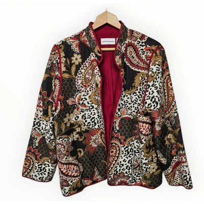 Alfred Dunner Women Size 16 Paisley Floral Quilted Jacket Office Boho Artsy - Image 1 of 4