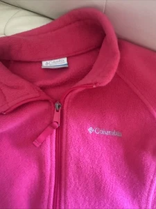 Columbia Girl’s Pink Fleece Zip Jacket Sz L 14/16 - Picture 1 of 6