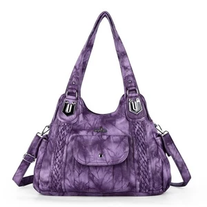 Angelkiss Purses and Handbags for Women Washed Vegan Leather Crossbody Hobo S... - Picture 1 of 7