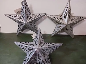 Lot of 3 Stars Pierced Metal Pendant Light Lamp Hanging - Picture 1 of 5
