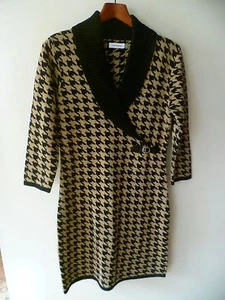 Calvin Klein Printed Textured Knit One Piece Black/Taupe Classic Dress Size M - Picture 1 of 10