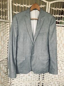 Topman Light Grey Mens Blazer 100% Cotton Button Fastening Size UK 36" Chest