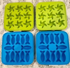 Four (4) IKEA Ice Cube Trays~Silicone Rubber~Fish & Star Fish Shape~BPA Free~NWT