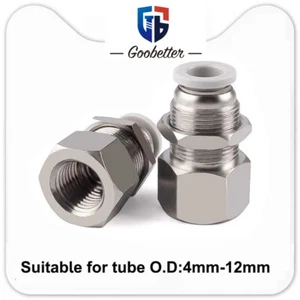 Female Push Fit Bsp Thread x Metric Push Fit Female Bulkheads Push in Fittings - Picture 1 of 7