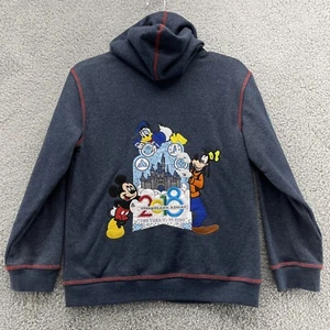 Disney Hoodie Kids Large Blue Embroidered Resort 2018 Mickey Goofy - Picture 1 of 8