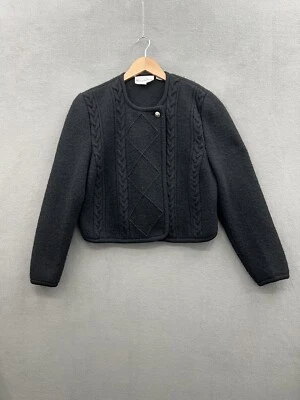 Brandon Cardigan Women’s 14 Pure Virgin Wool Cardigan Snap Button Black - Image 1 of 4