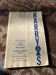 Vintage Menu Harr’y’s Restraunt Key Club Lounge Omaha Nebraska Blue Letters - Picture 1 of 4