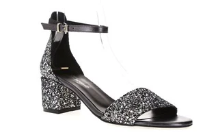 Free People 187164 Womens Block Heel Ankle Strap Sandal Silver Glitter Size 38 - Picture 1 of 7