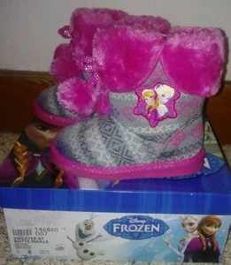 NIB Disney's Frozen Anna Elsa Sweater Boot pink gray Toddler 8 MSRP $49.99 - Picture 1 of 8
