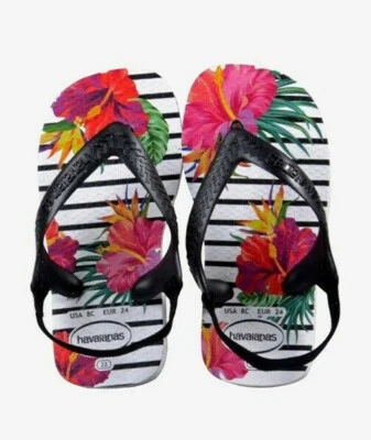 Havaianas Baby Chic Floral Stripe Print Thongs  Brazil 19 - UK 3 Infant - Image 1 of 3
