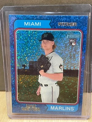 Max Meyer RC 2023 Topps Heritage Blue Sparkle SP Parallel Miami Marlins #367 - Image 1 of 2
