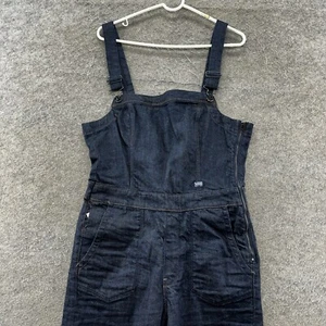 G-Star Raw Bib Overalls Womens Large Blue Dark Wash Denim Slim Fit Straight Leg - Picture 1 of 15