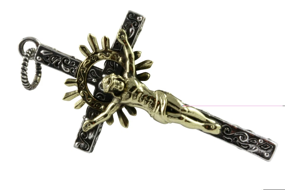 Ciondolo Di Gesù Croce Gerusalemme Placcato Oro In Argento 925 / 622 - Immagine 1 di 4