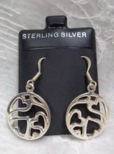 Estate Jewelry ~ .925 Sterling Silver OPEN WORK HEART Dangle Pierced Earrings - Picture 1 of 2