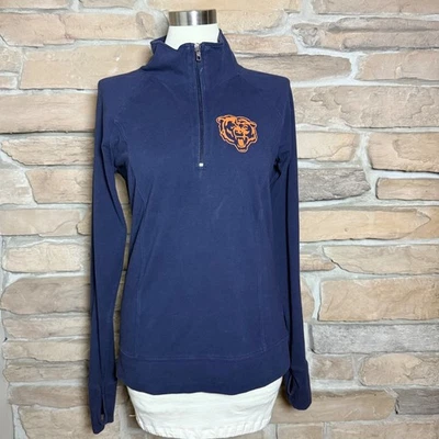 Victoria's Secret Pink Chicago Bears NFL 1/4 Zip Pullover Womens L Navy Orange - Image 1 of 4