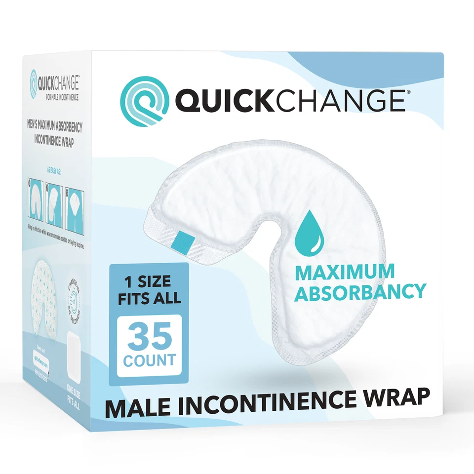Envoltura para incontinencia QuickChange para hombre | Absorción máxima | Talla única | 35 unidades Foto 1 de 4