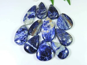 33-42MM Natural Sodalite Pear Cabochon Loose Gemstone 11Pcs Lot 420Cts. - Picture 1 of 9
