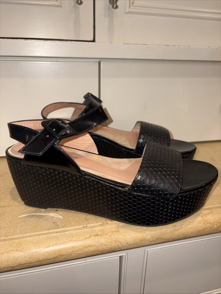 Sandalias de plataforma de cuña de cuero negras G2U Robert Clergerie para mujer talla 41 usadas en excelente estado Foto 1 de 4